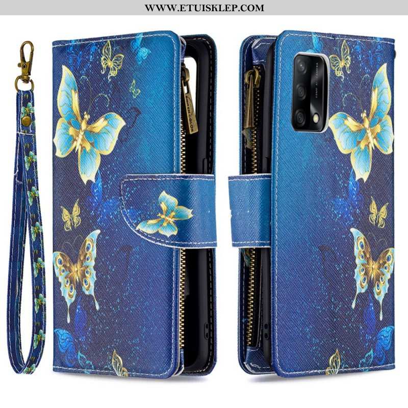 Etui Folio do Oppo A74 4G Zapinana Na Zamek Kieszeń W Motyle